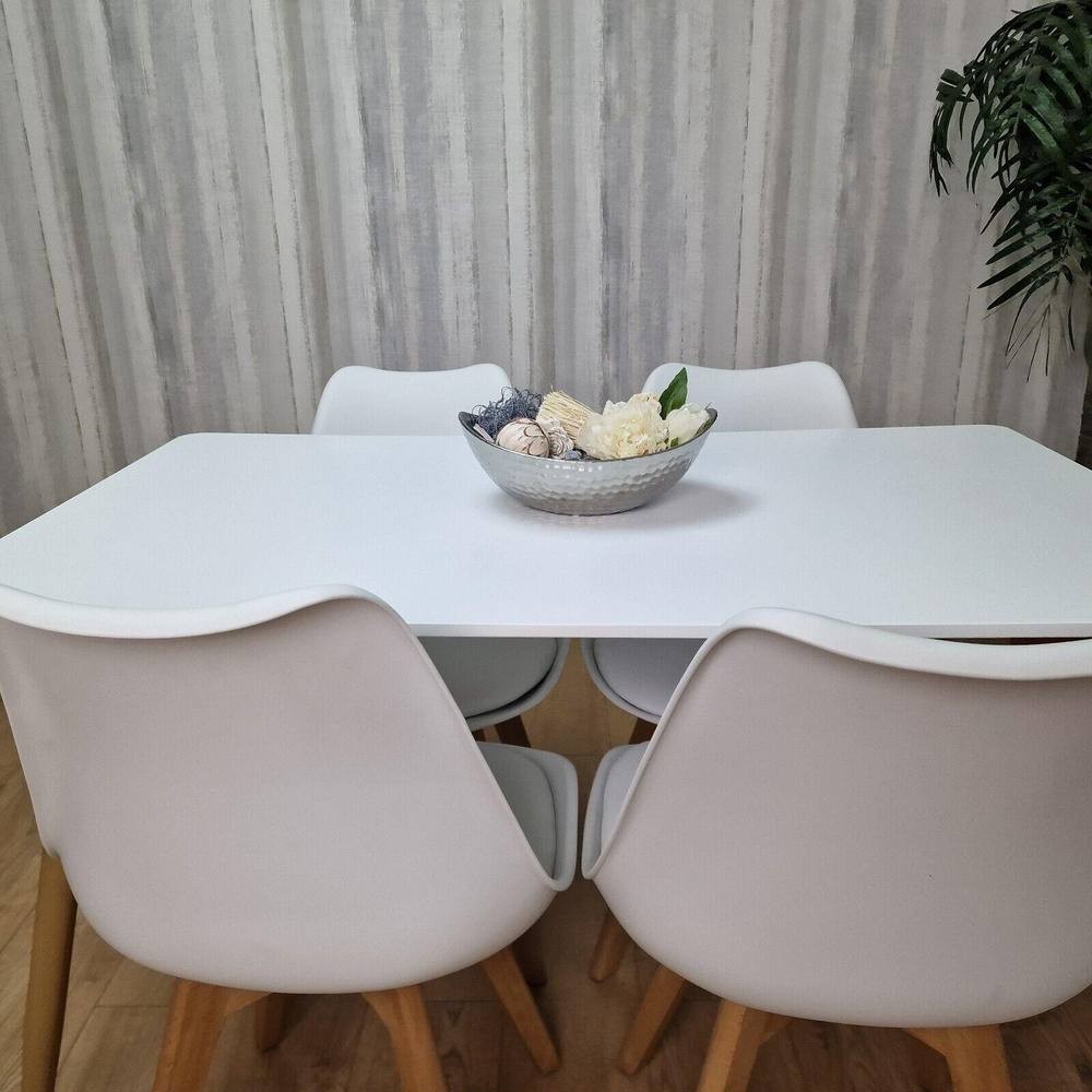 Kosy Koala 4 Seater Wooden Dining Table Set Dark Grey and White - image 5