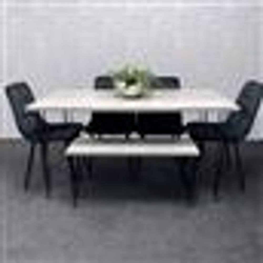 Kosy Koala 6 Seater Grey and Black Velvet Dining Table Set - image 5