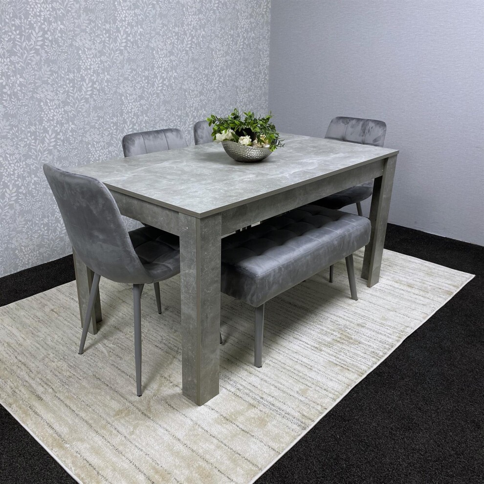 Kosy Koala 6 Seater Reinforced Wood and Velvet Dining Table Set with Bench Black and Grey - image 3
