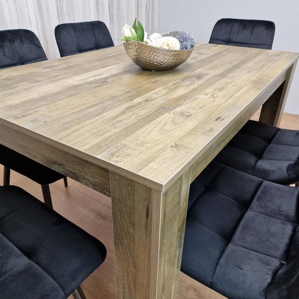 Kosy Koala 6 Seater Velvet Dining Set Rustic Effect and Black - image 2