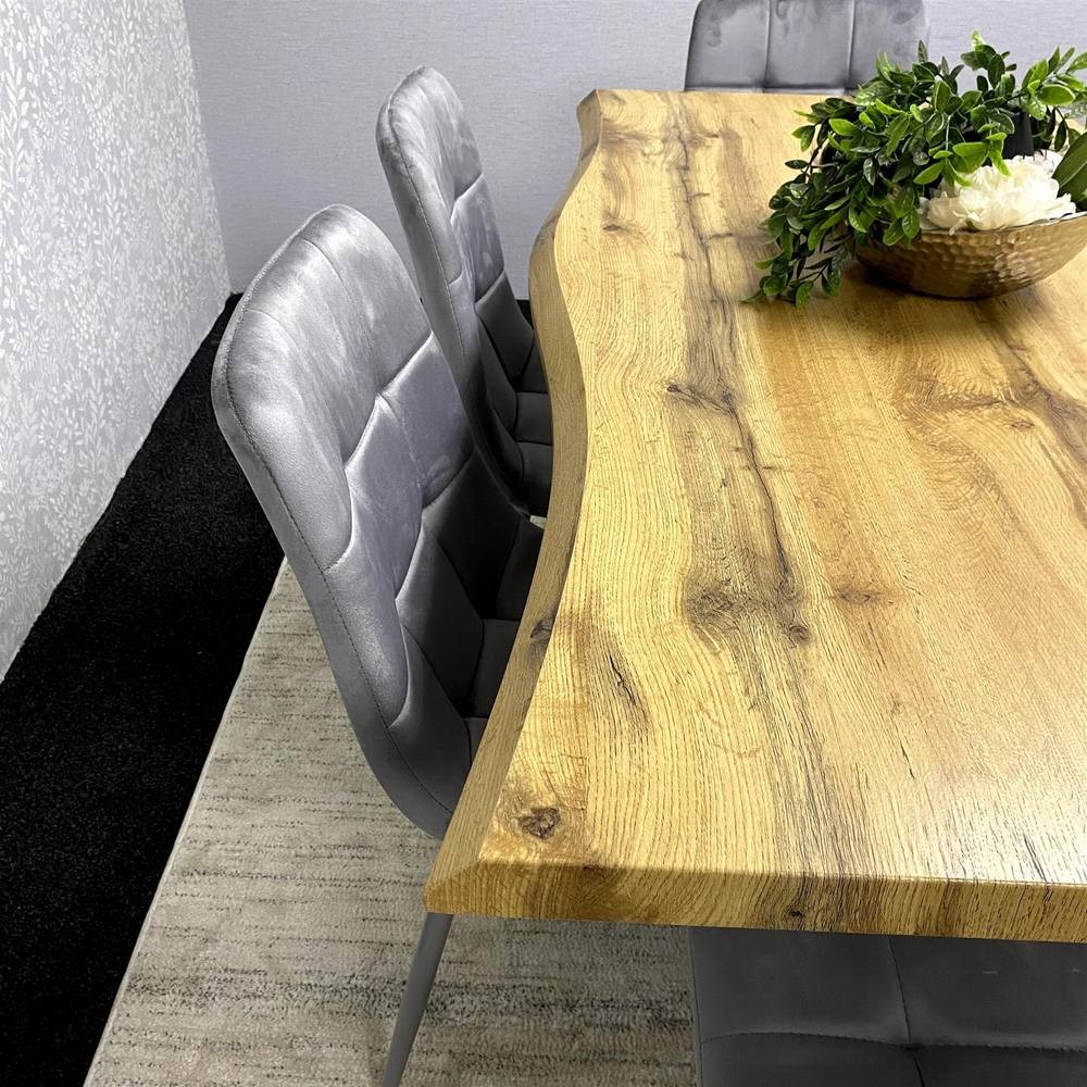 Kosy Koala 6 Seater Velvet Dining Table Set with Bench Brown and Grey - image 3