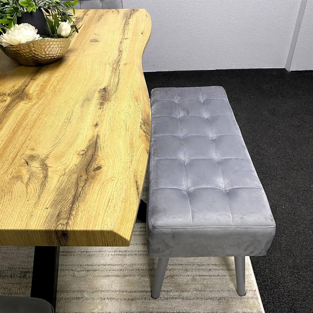 Kosy Koala 6 Seater Velvet Dining Table Set with Bench Brown and Grey - image 4