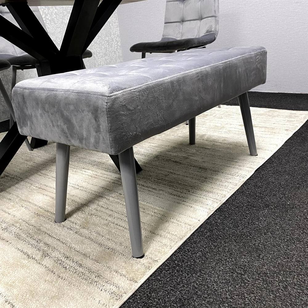 Kosy Koala 6 Seater Velvet Dining Table Set with Bench Brown and Grey - image 5