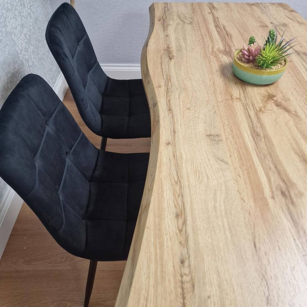 Kosy Koala 6 Seater Velvet Wooden Dining Set Black - image 2