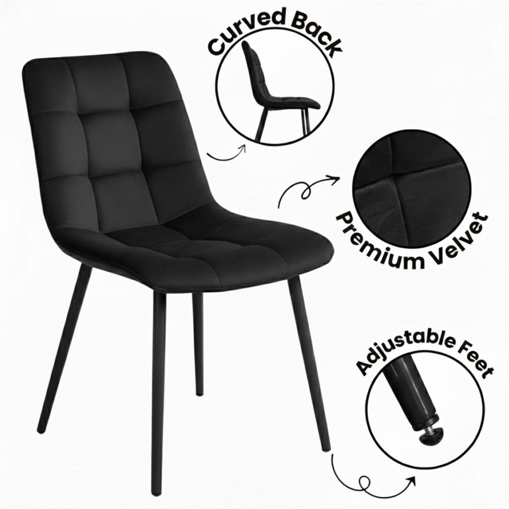 Kosy Koala 6 Seater Velvet Wooden Dining Set Black - image 5