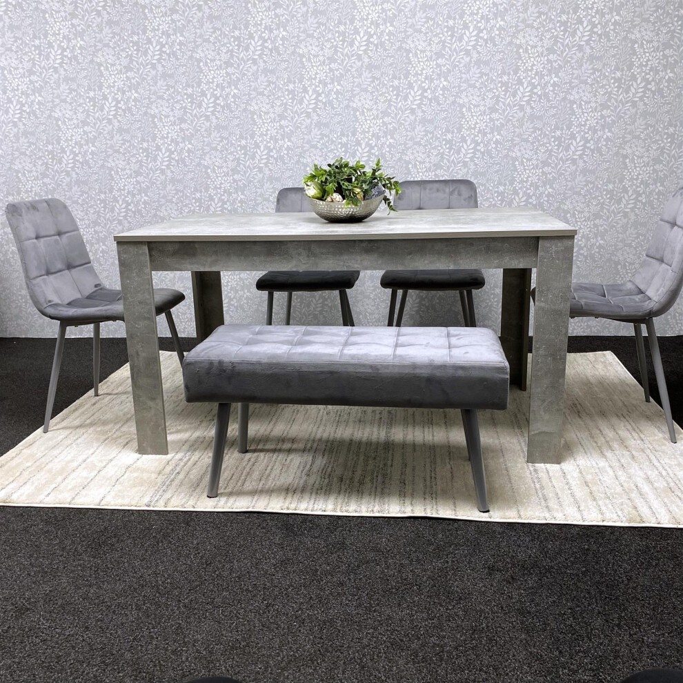 Kosy Koala 6 Seater Velvet Wooden Dining Set with Bench Black - image 2