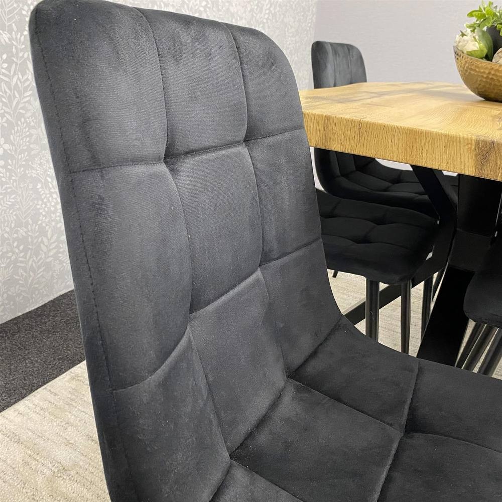 Kosy Koala 6 Seater Velvet Wooden Rectangle Dining Set Black - image 3