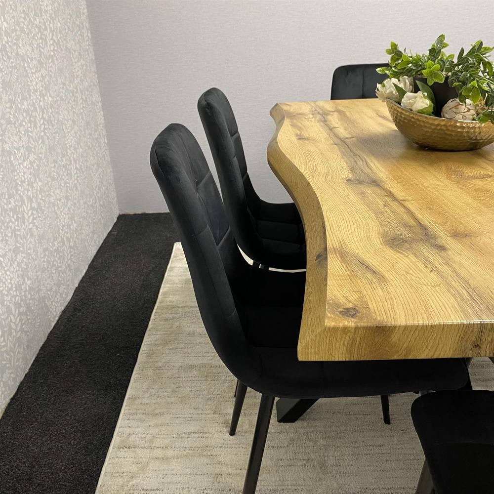 Kosy Koala 6 Seater Velvet Wooden Rectangle Dining Set Black - image 5