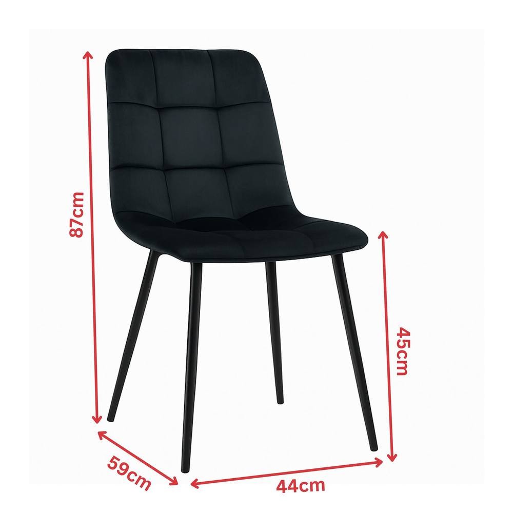 Kosy Koala 6 Seater Velvet Wooden Rectangle Dining Set with Bench Black and Grey - image 2