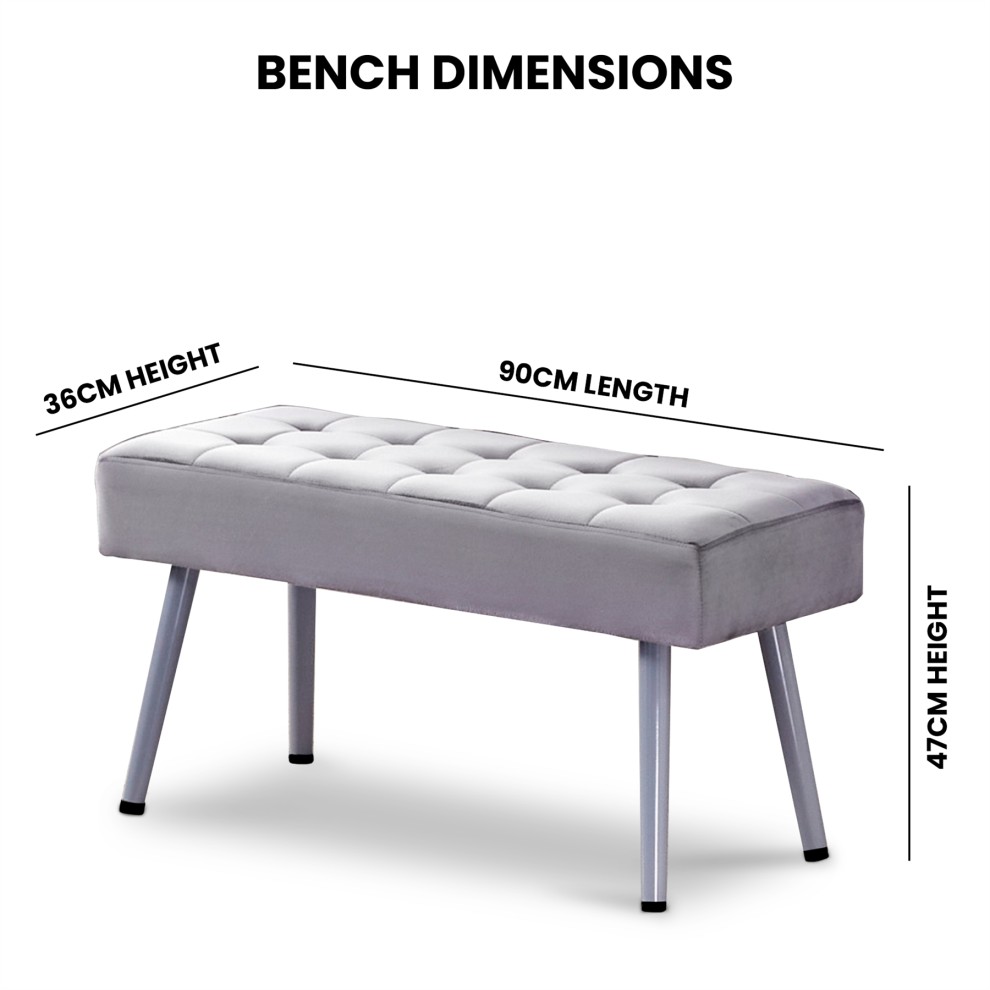 Kosy Koala 6 Seater Velvet Wooden Rectangle Dining Set with Bench Grey - image 3