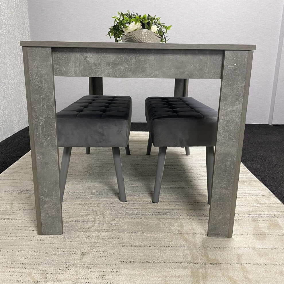 Kosy Koala 6 Seater Velvet Wooden Rectangle Dining Set with Bench Grey - image 4