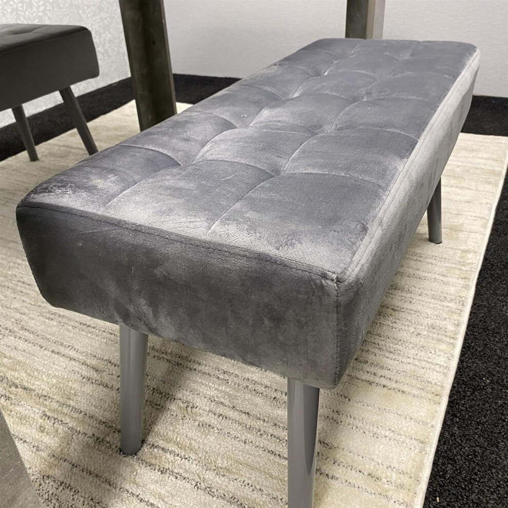Kosy Koala 6 Seater Velvet Wooden Rectangle Dining Set with Bench Grey - image 5