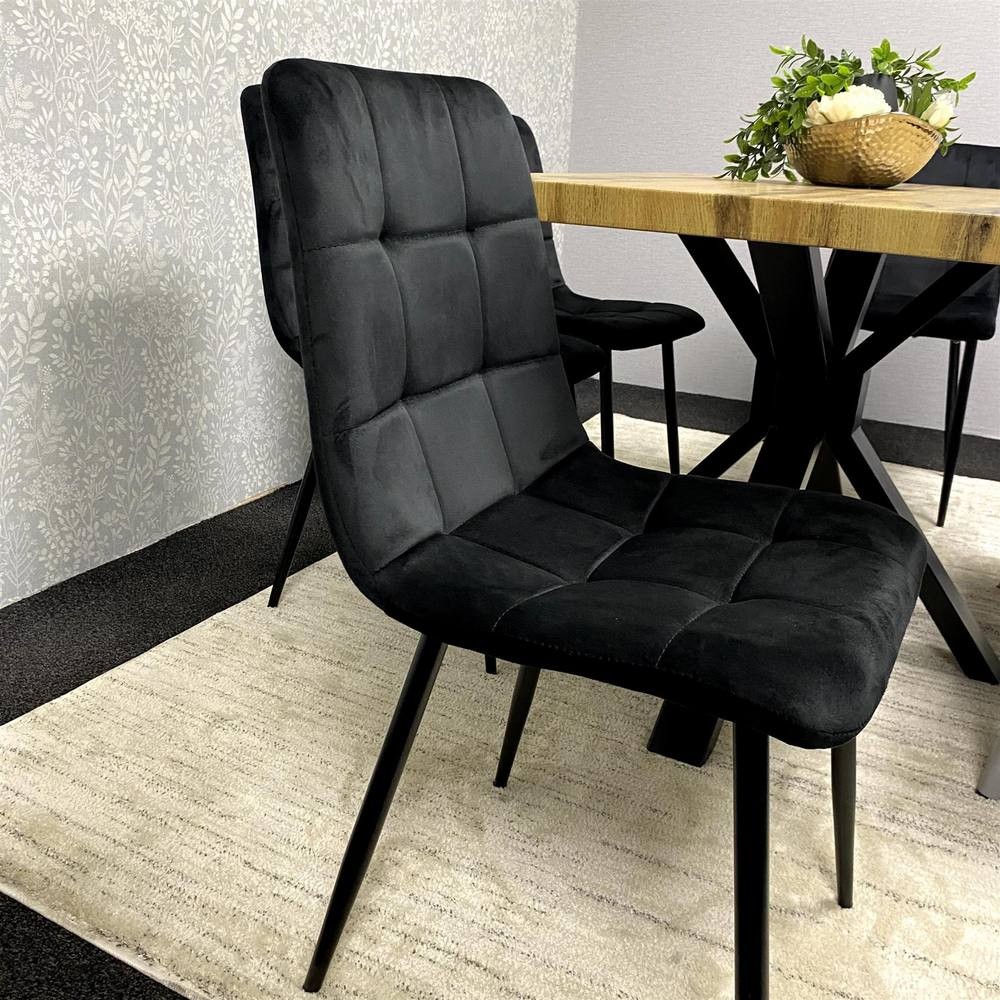 Kosy Koala 6 Seater Wood and Velvet Dining Table Set with Bench Black and Grey - image 5