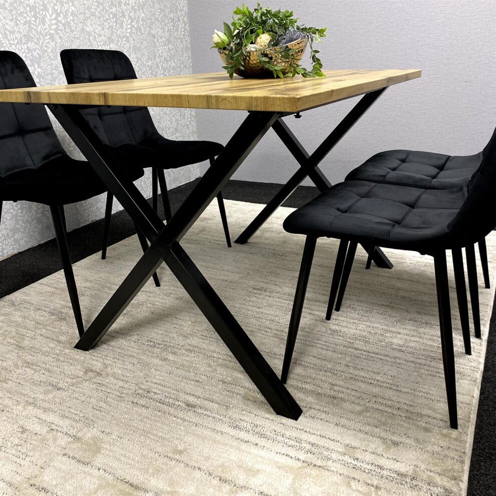 Kosy Koala Dakota 6 Seater Velvet Wooden Rectangle Dining Set with Bench Grey - image 5
