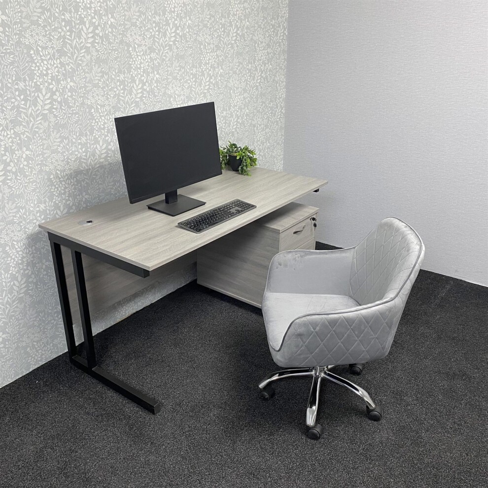 Kosy Koala Grey Wooden L Shaped Office Desk with Drawer Unit and Black Chair - image 3