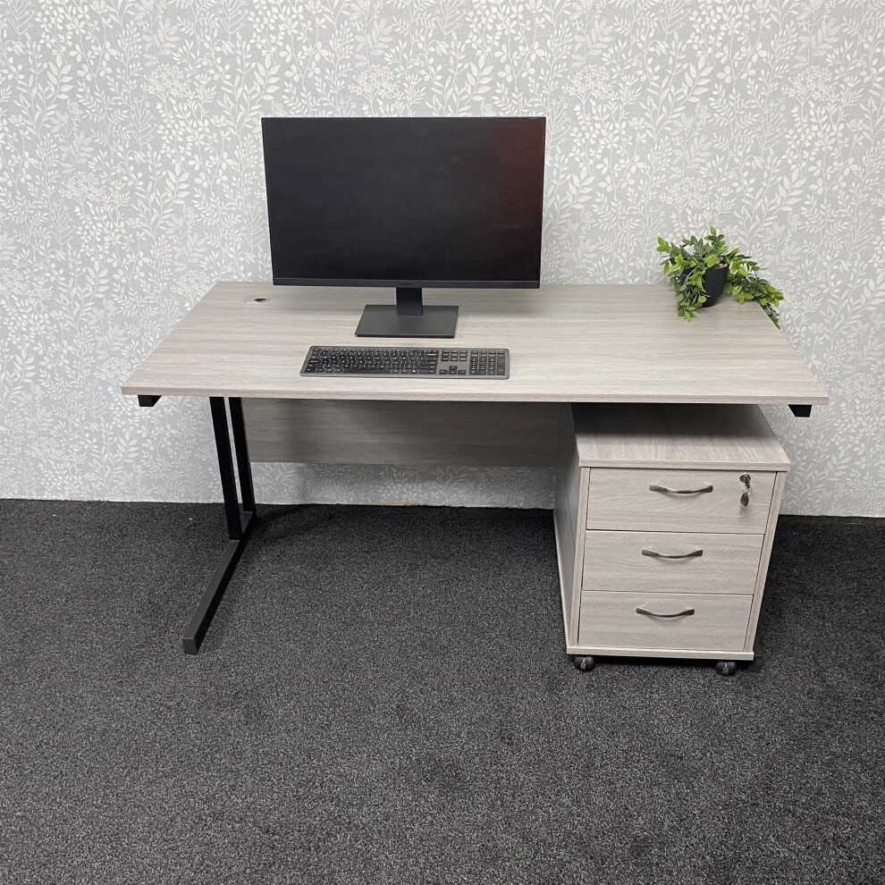 Kosy Koala Grey Wooden Office Desk with Drawer Unit and Black Chair - image 5