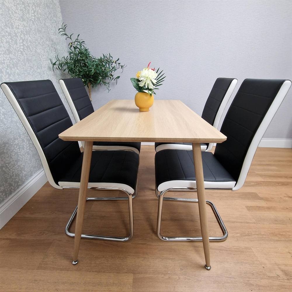 Kosy Koala Maya Gem 4 Seater Round Glass Dining Set Black - image 3