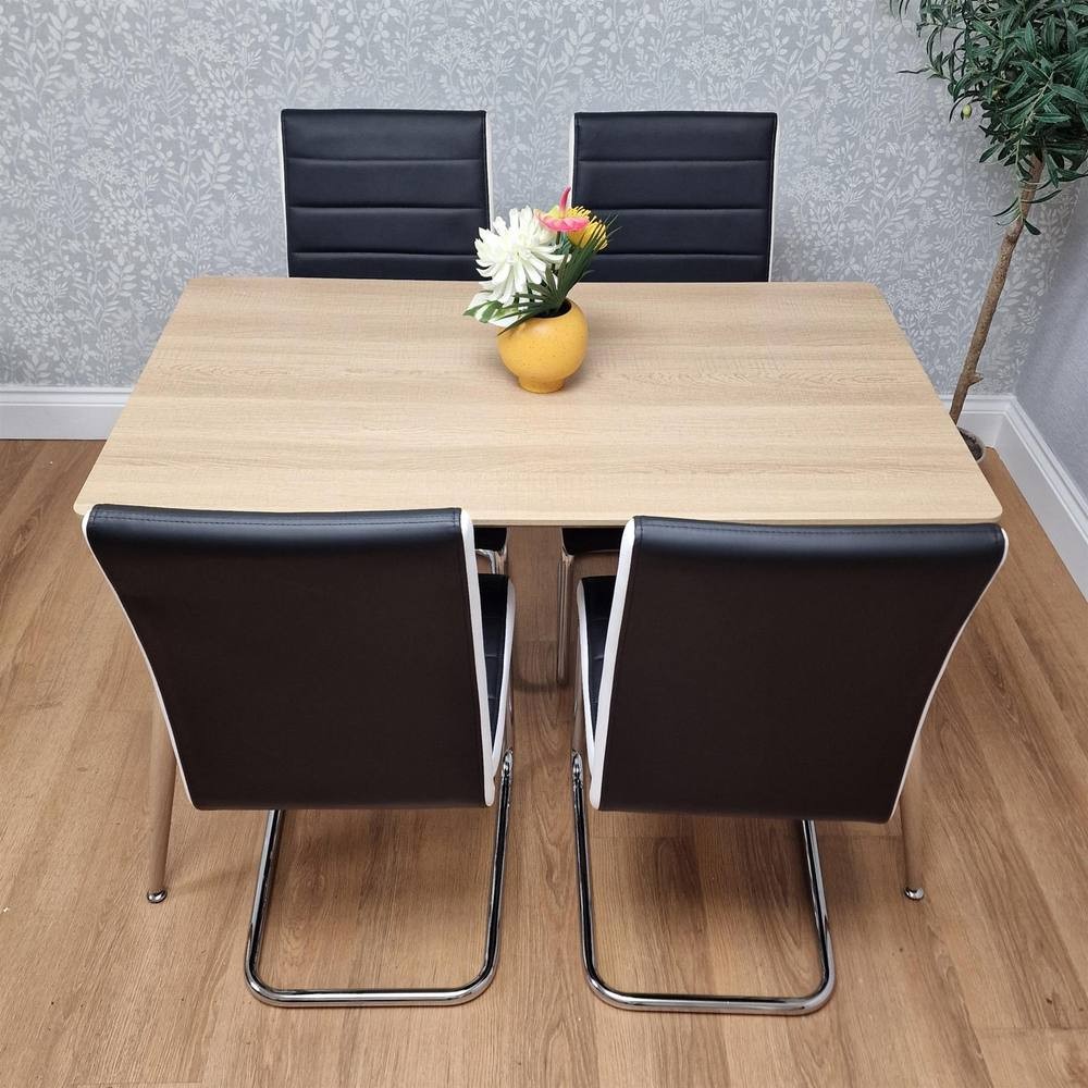 Kosy Koala Maya Gem 4 Seater Round Glass Dining Set Black - image 4