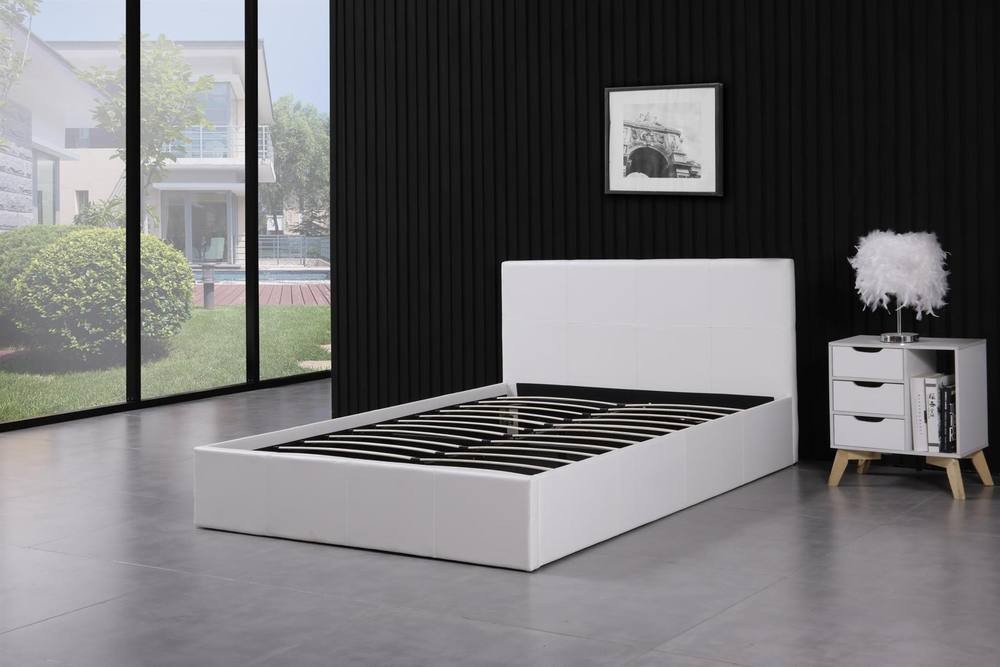 Kosy Koala Small Double White Leather Effect Gas Lift Ottoman Bed with Mattress - image 2