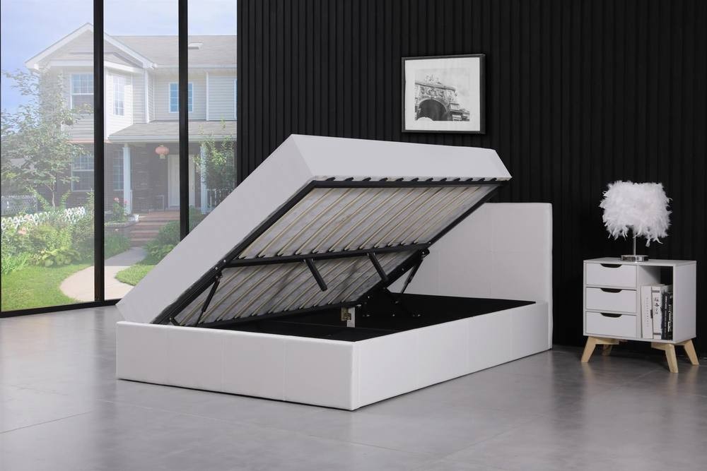 Kosy Koala Small Double White Leather Effect Gas Lift Ottoman Bed with Mattress - image 3