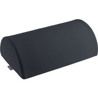 Grey Leitz ergonomic footrest with a curved surface and textured finish, dimensions 140 x 260 x 405 mm.