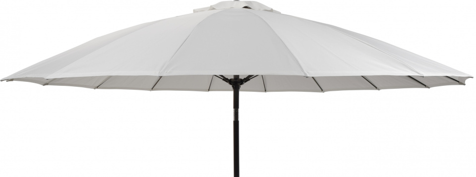 Large light grey parasol umbrella with a 270cm diameter, featuring a tilt pole and a sturdy black base, ideal for outdoor shading.