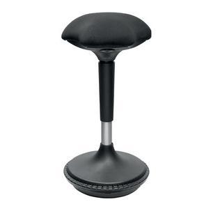 Black padded seat office chair with a sleek design, featuring a sturdy round base and an adjustable height mechanism for ergonomic support.