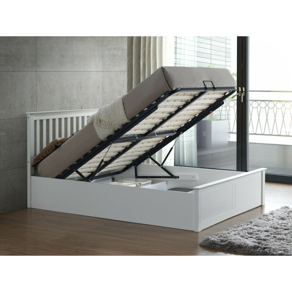Malmo Double White Wooden Ottoman Bed Frame - image 2
