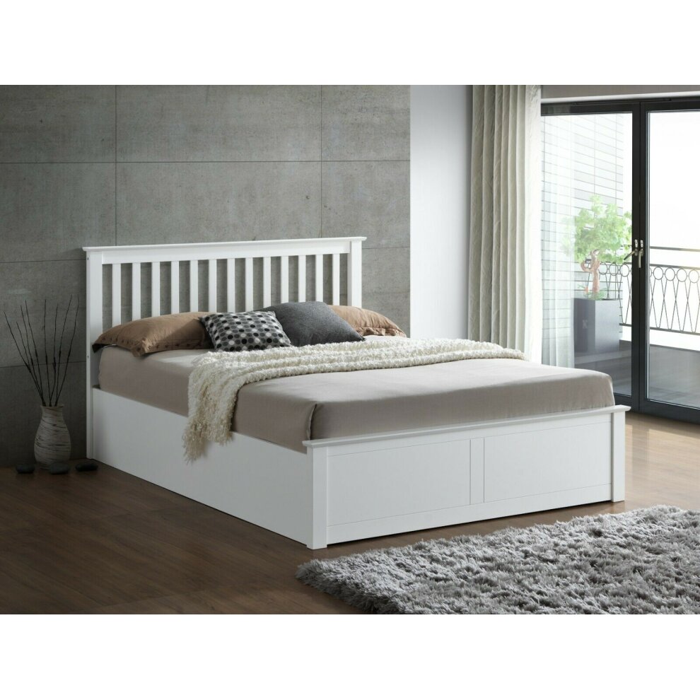 Malmo Double White Wooden Ottoman Bed Frame - image 3