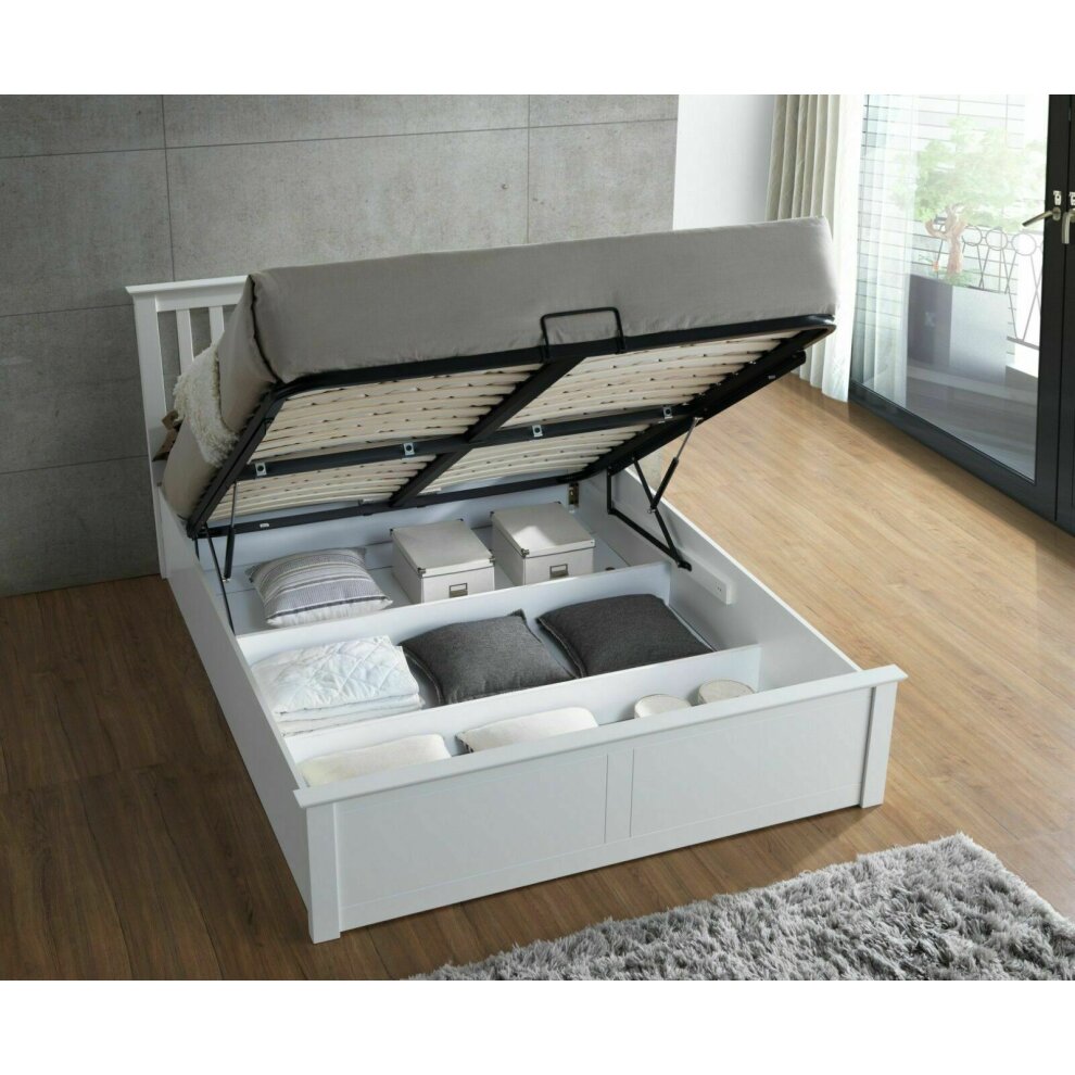 Malmo Double White Wooden Ottoman Bed Frame - image 4