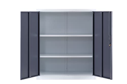 MMT Furniture Designs 2 Door White and Grey Metal Lockable Storage Cabinet - image 2