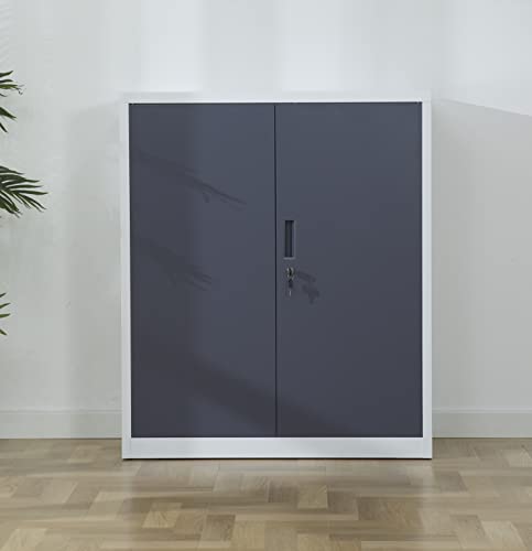 MMT Furniture Designs 2 Door White and Grey Metal Lockable Storage Cabinet - image 3
