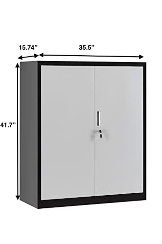 MMT Furniture Designs 2 Door White and Grey Metal Lockable Storage Cabinet - image 4