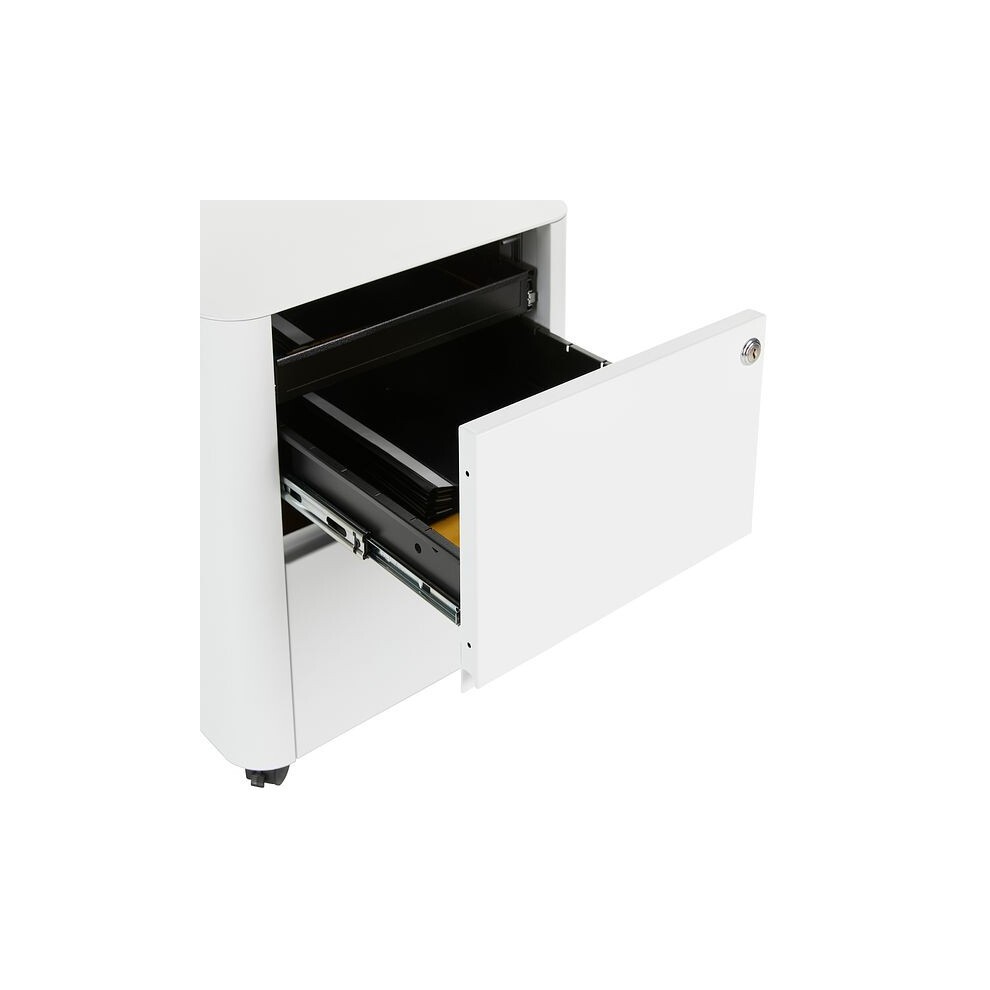 MMT Furniture Designs 2 Drawer White Metal Mobile Pedestal Under Desk Storage Cabinet - image 5