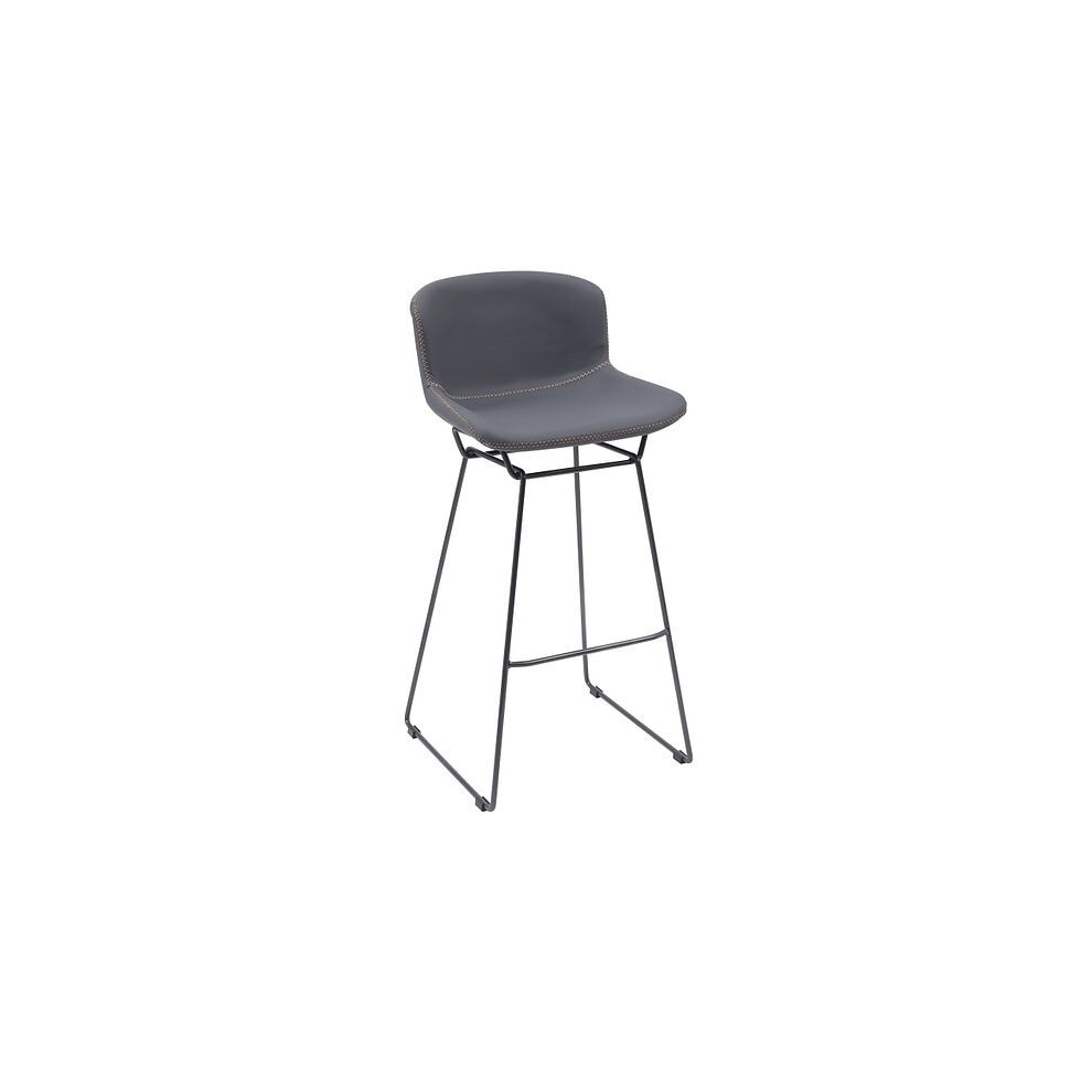 MMT Furniture Designs Grey PU Leather Retro Bar Stool with Sleigh Legs Set of 2 - image 3