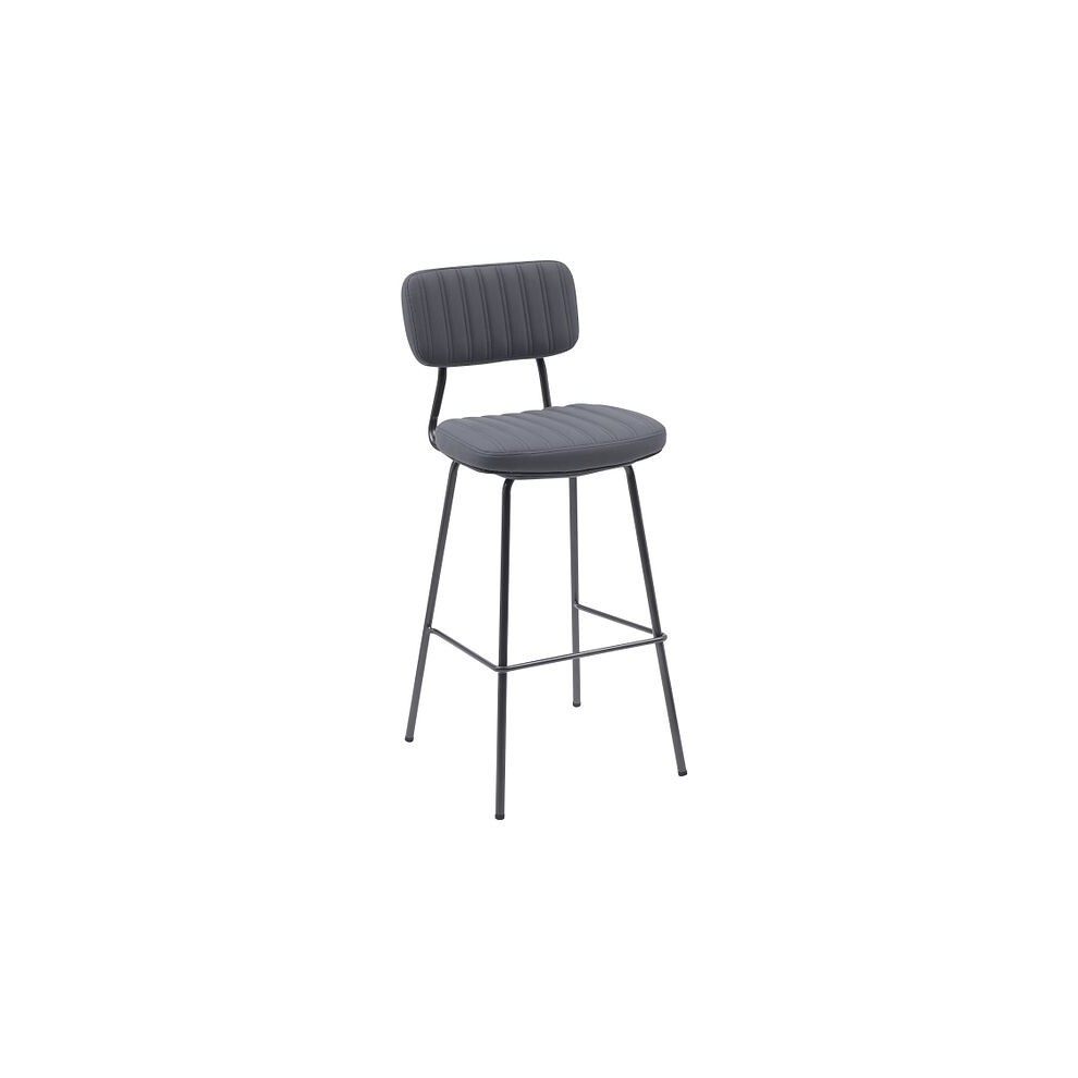 MMT Furniture Designs Grey PU Leather Steel Frame Retro Industrial Style Bar Stool Set of 2 - image 2