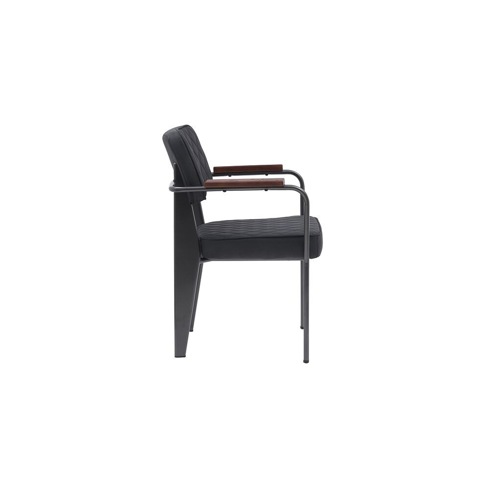 MMT Furniture Designs Set of 2 Black Vintage Diamond Stitch Dining Chair with Wooden Armrests - image 3