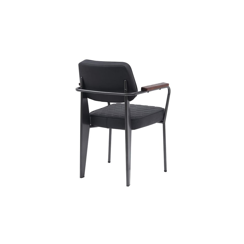 MMT Furniture Designs Set of 2 Black Vintage Diamond Stitch Dining Chair with Wooden Armrests - image 4