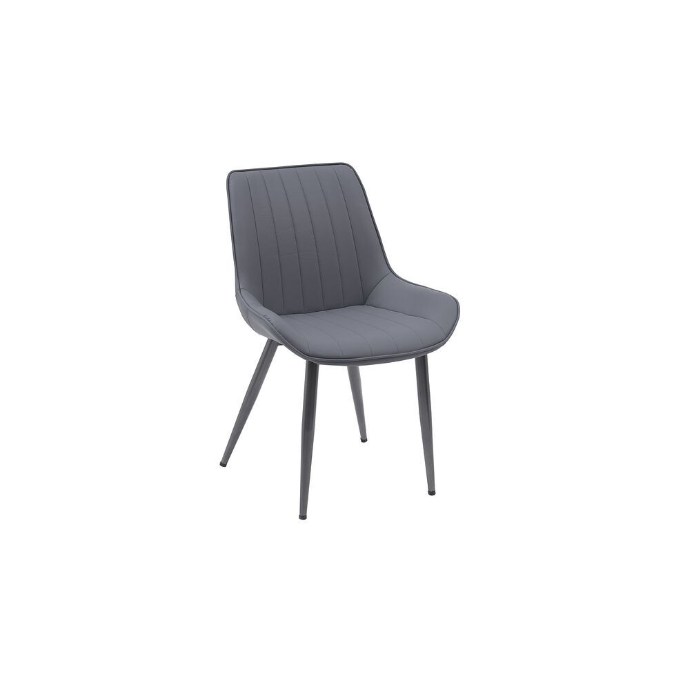 MMT Furniture Designs Set of 2 Grey Bucket Style Dining Chair with Black Legs - image 4