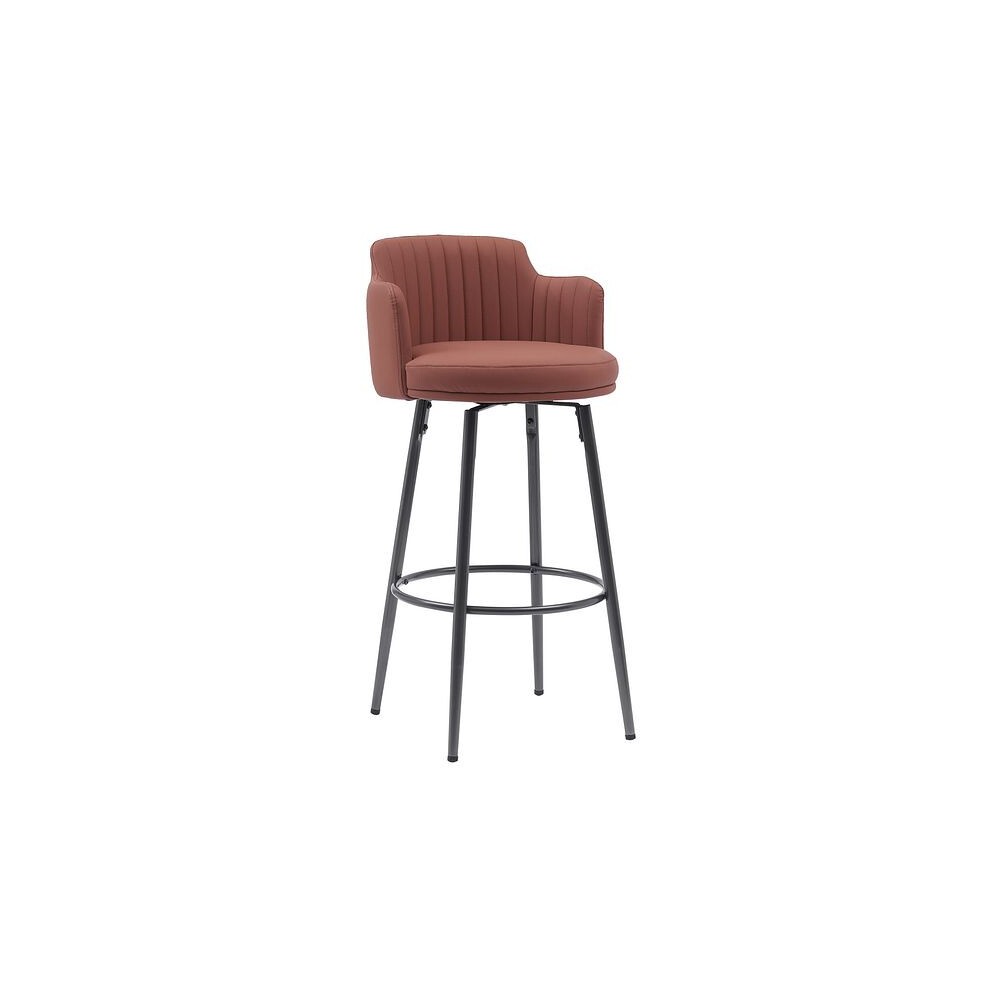 MMT Furniture Designs Tan PU Leather Retro Swivel Bar Stool with Footrest Set of 2 - image 3