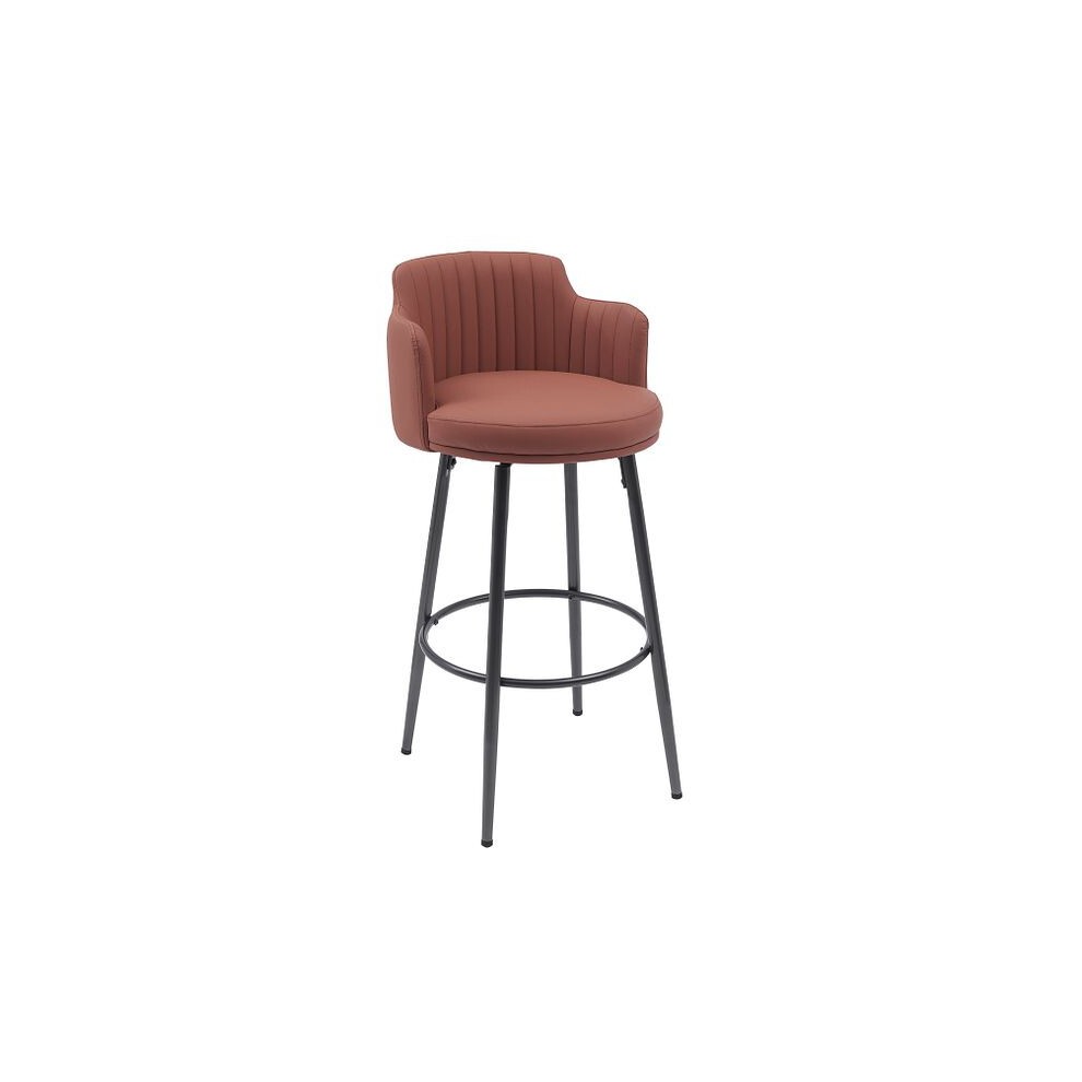 MMT Furniture Designs Tan PU Leather Retro Swivel Bar Stool with Footrest Set of 2 - image 4