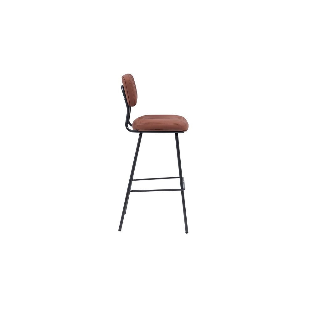 MMT Furniture Designs Tan PU Leather Steel Frame Retro Industrial Style Bar Stool Set of 2 - image 2