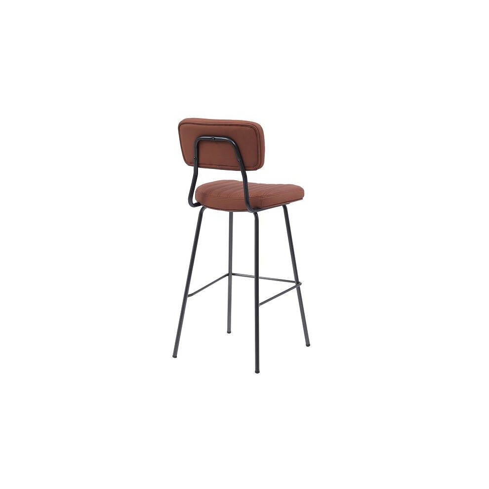 MMT Furniture Designs Tan PU Leather Steel Frame Retro Industrial Style Bar Stool Set of 2 - image 3