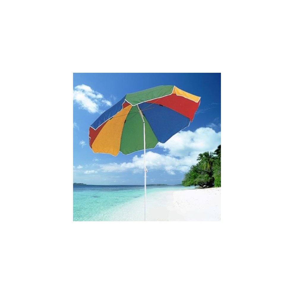Multicolour UV Ribbed Beach Parasol 1.6m - image 2