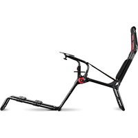 Black GTLITE Racing stand with adjustable seat, red accents, and foldable metal frame for sim racing setups.