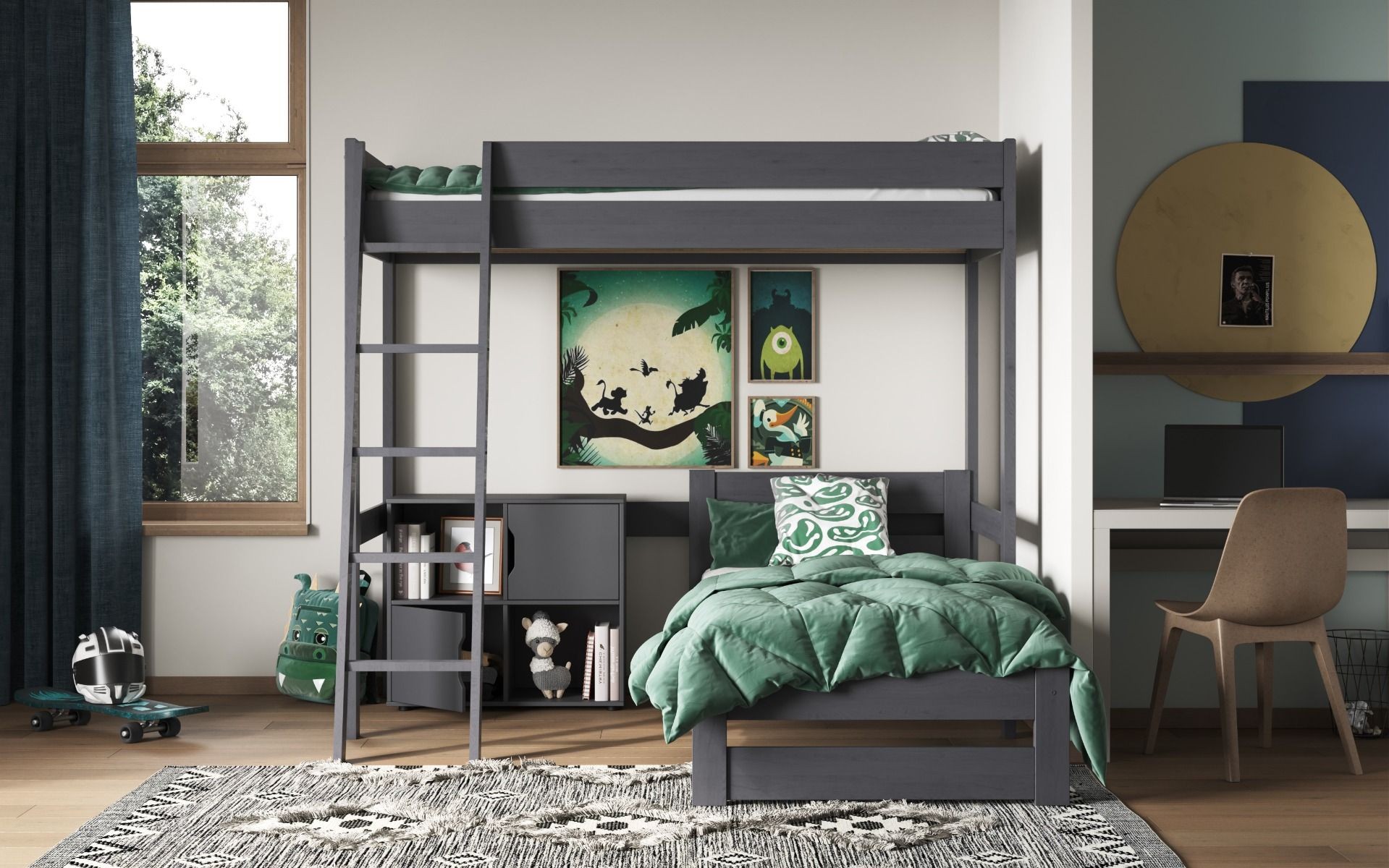 Noomi Tera Grey Single L Shaped High Sleeper with Bed - image 4