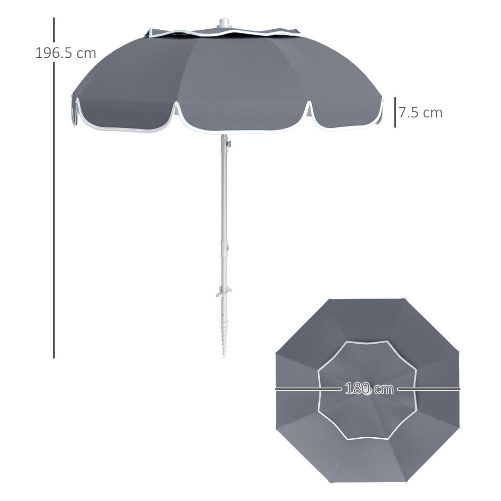 Outsunny 1.8m Grey Tilting Portable Parasol - image 2