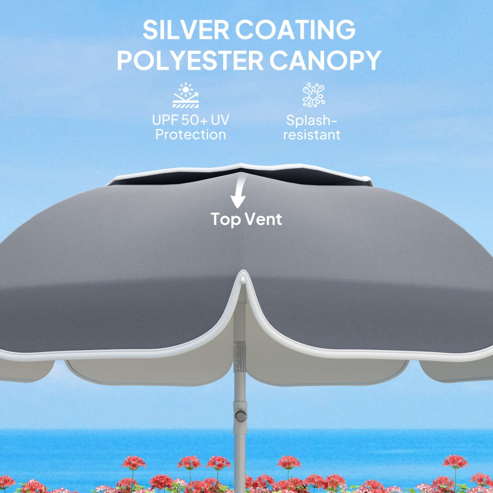 Outsunny 1.8m Grey Tilting Portable Parasol - image 3