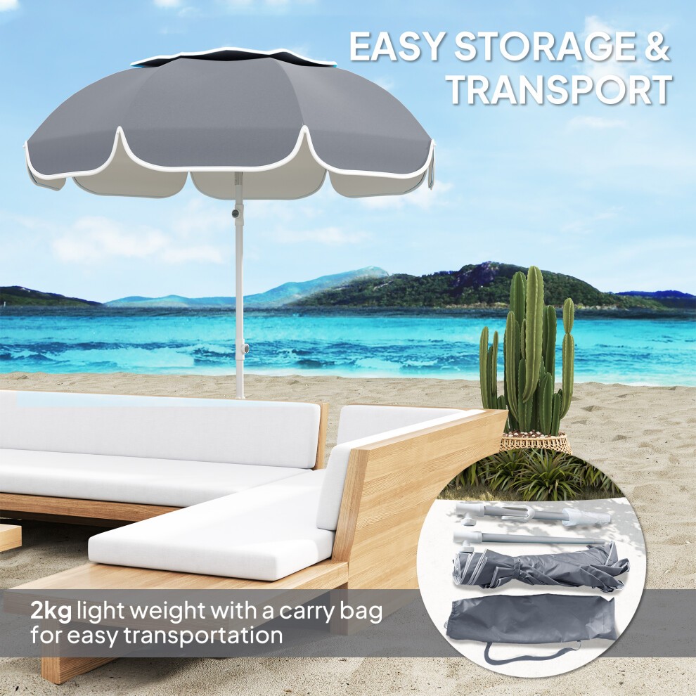 Outsunny 1.8m Grey Tilting Portable Parasol - image 4