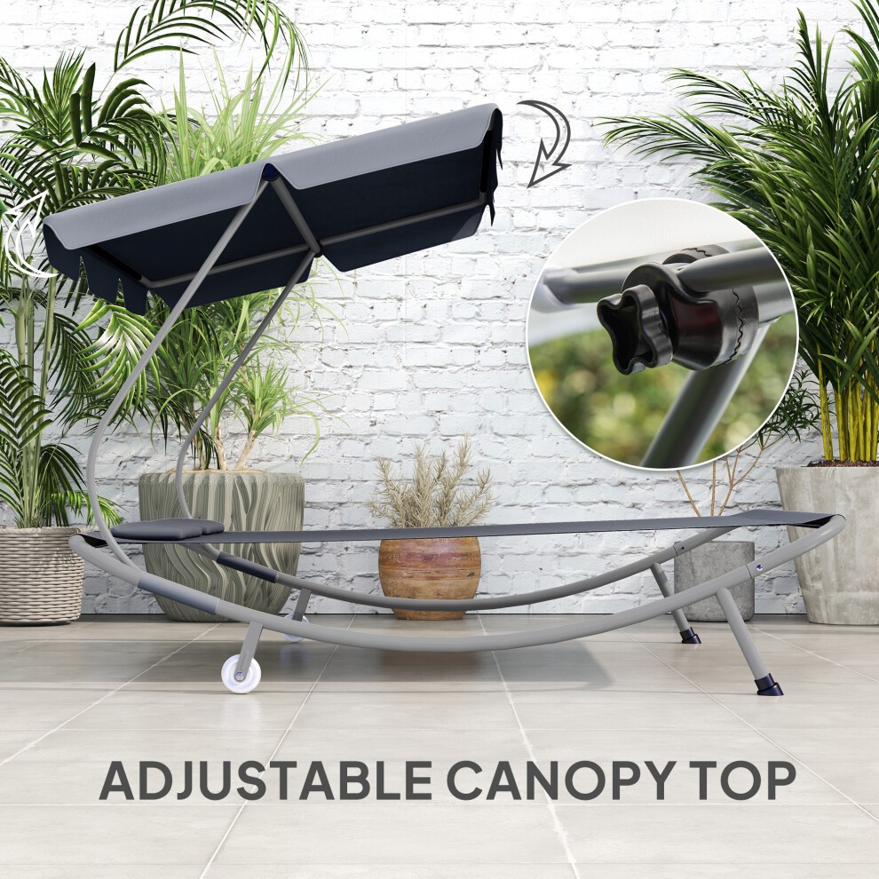 Outsunny 2 Person Grey Hammock Sun Lounger with Canopy and Pillows - image 3